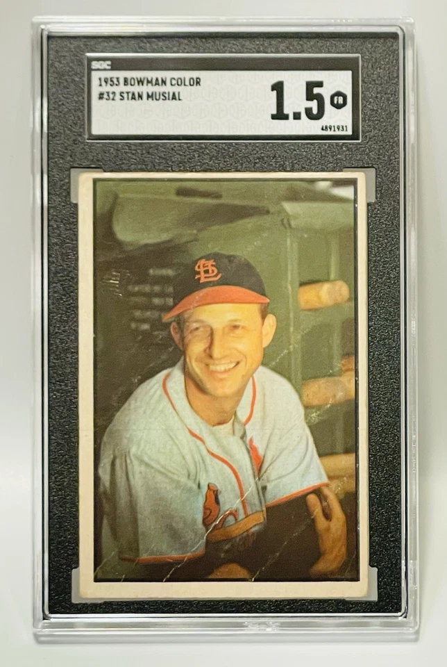 Stan Musial *SGC 1.5* 1953 Bowman Color #32 St. Louis Cardinals MLB - Image 2 of 3