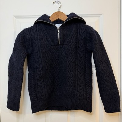NN07 No Nationality Roman Half Zip Cable Knit Wool Sweater Men's Size XS Blue