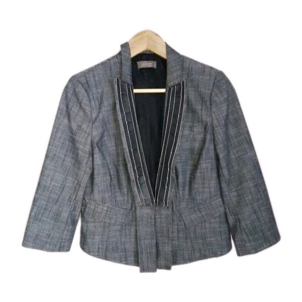 Jacqui E Ladies Grey Lined  Blazer Jacket Size 10 EUC