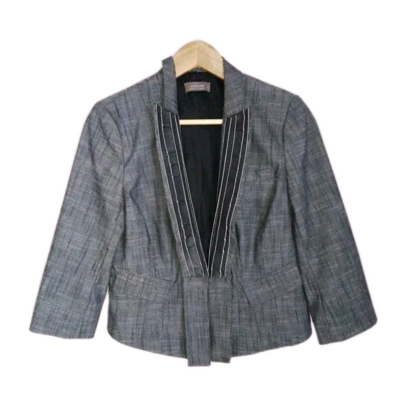 Jacqui E Ladies Grey Lined  Blazer Jacket Size 10 EUC