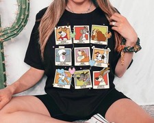 Disney Dog Characters Dodger Lady Tramp Nana 90s Black T-Shirt Size S-5XL