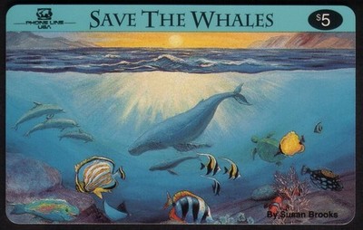 $5. Save The Whales - 1st Edition. B&W Reverse Phone Card