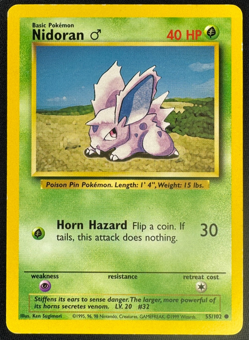 NIDORAN M 55/102 MP COMMON BASE SET UNLIMITED POKEMON 1999