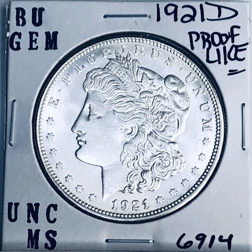 1921 D BU GEM MORGAN SILVER DOLLAR UNC MS+++ U.S. MINT RARE COIN 6914