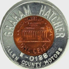 1960 D ENCASED CENT - GRAHAM HATCHER - ALLEN COUNTY MOTORS - EC 9998BX