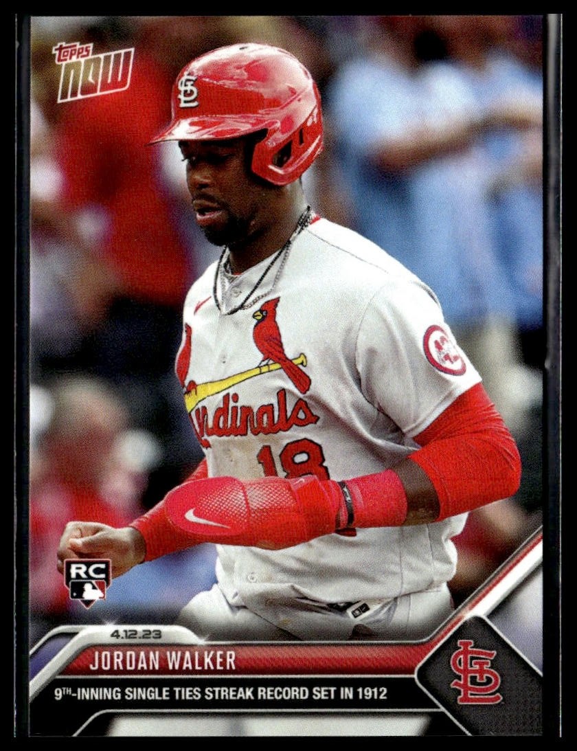 2023 Topps Now 110 Jordan Walker St. Louis Cardinals RC Single Ties Record