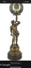 Figural Patinaed Metal Newel Post Lamp, Beautiful Figure Blowing Horn — photo 7