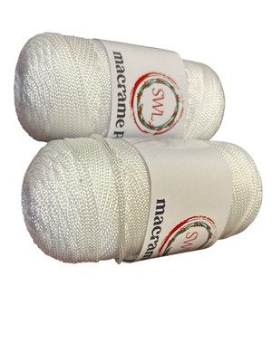 2 New SimWoolLand SWL 100gr 100%PP No4 Macrame Yarn WHITE Crafts; Turkey