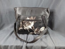 Simply Vera Wang Handbag Floral Faux Black 