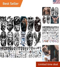 Versatile Waterproof Temporary Tattoos - 82 Sheets of Creative Body Art Designs