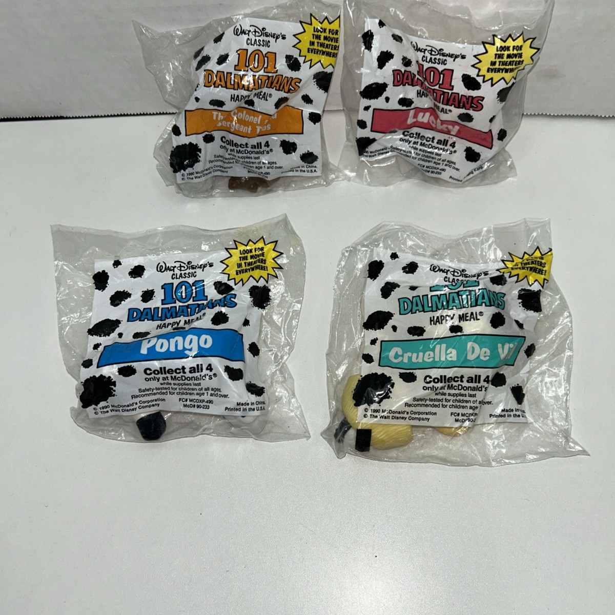 1990 McDonald's Happy Meal Toys 101 DALMATIONS Complete Set (4