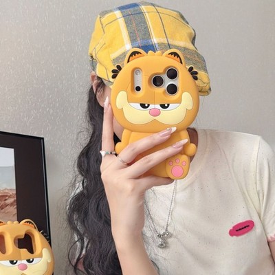 Cute 3D Garfield Cat Phone Case Shockproof Cover For iPhone 17 16 15 Pro Max 14