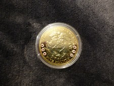 ST GEORGE & THE DRAGON TDC 2009 GOLD PLATED, STERLING SILVER £5 COIN 6 RUBIES