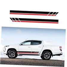 Racing Stripes Car Sticker Sport Style Striped Checkered Style B Black red