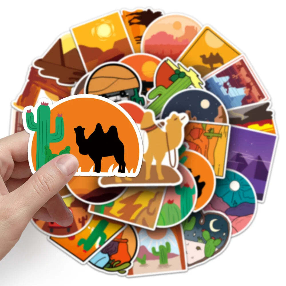 50Pcs Pack Cartoon Desert Sticker Vinyl Waterproof for DIY Water Bottle Laptop S