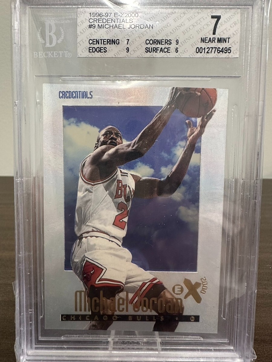 レア！ティムハーダウェイNBA 96-97EX-2000 Credentials 1996-97 E-X2000 Credentials /499 Michael Jordan BGS 7