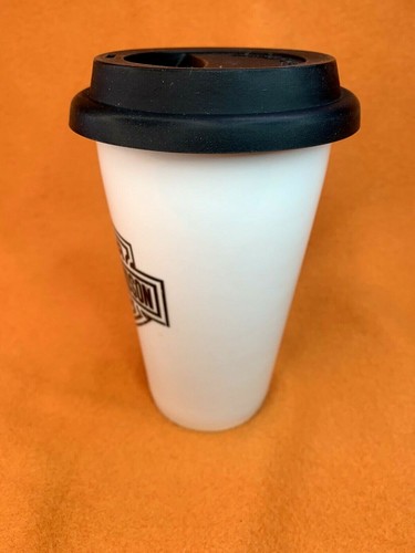 Harley-Davidson Logo White Ceramic Travel Coffee Mug Cup w/Silicone Lid 10 oz. - Picture 5 of 12