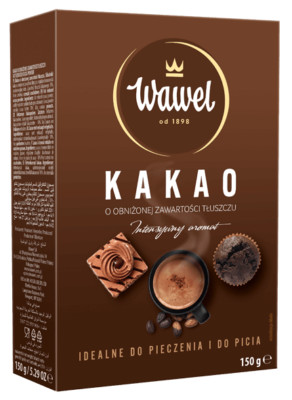 Wawel Fat Reduced Cocoa Powder 150g / 5.29oz Perfect for drinking and baking