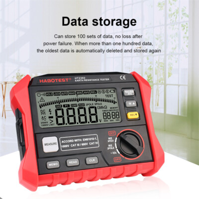 TA862A Digital Ground Resistance Tester with LCD Display 1000V Resistance Meter 