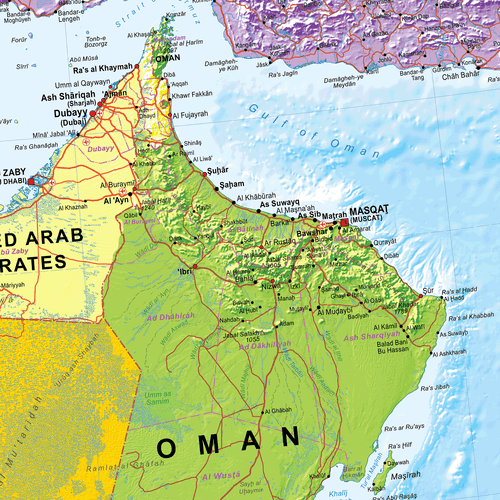 Map of the Middle East - Political Wall Map, Middle East Map - Picture 4 of 6