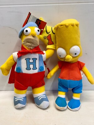 #ad Simpsons Homer amp; Bart 9quot; amp; 10quot; Plush Sports Cheer Fan Cape Foam Finger $18.99