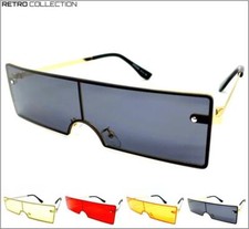 Futuristic Retro Modern Party Club Rave DJ SUN GLASSES Thin Rectangular Frame