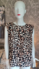 TU Brown Mix Animal Print Sleeveless Padded Shoulder Top [14]