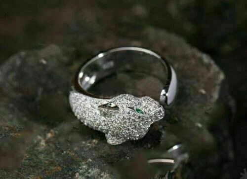 2.00 Ct Round Cut Simulated Green Emerald Engagement Ring 14k White Gold Finish - Image 2 of 4