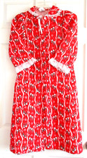 Girls Christmas Vintage Nightgown Robe Quilted Red Lace Cassie USA Sz 8 Snowman