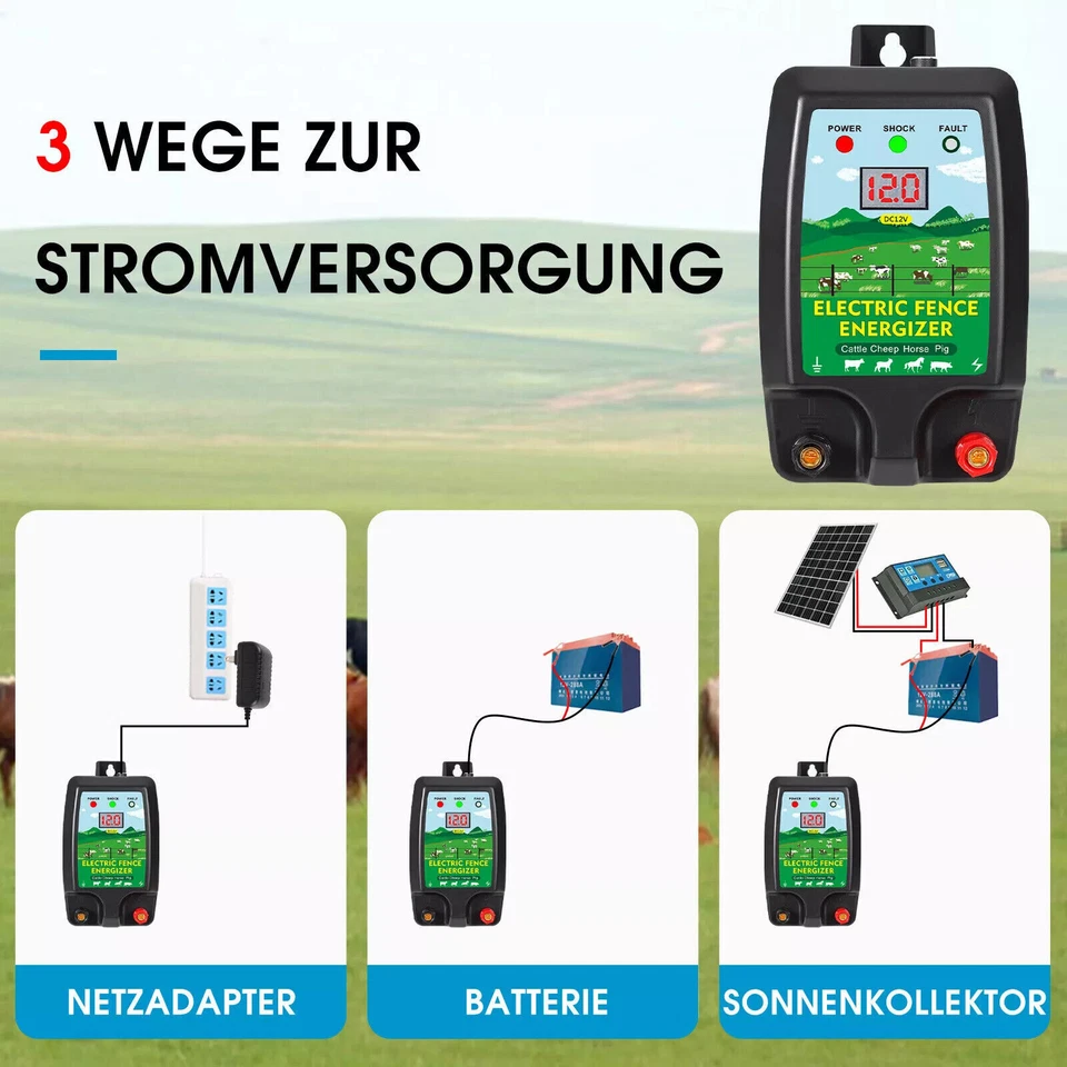 Recinto elettrico per pascolo 12V/230V recinto elettrico recinto per pascolo recinto elettrico 10km - Immagine 4 di 4