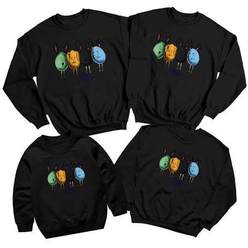 Family Eggs with Bunny Ears Happy Easter Sweatshirt Jumper Holiday Matching #ED - Picture 13 of 27