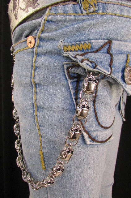 Men Rocker Silver Strong Metal Heavy Wallet Key Chain Jeans Skull Biker Trucker - Image 3 of 4