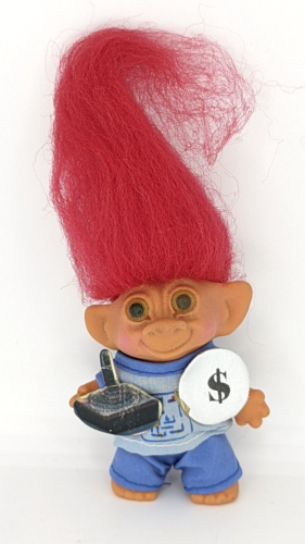 Troll Doll  Vintage 3 inch Red Hair  Original Gamer Uneeda Wishnik Tab - 第 1/2 張圖片