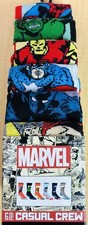 Marvel Comics NEW 6 Pair CREW SOCKS SIZE 8-12 Spiderman Hulk Captain America