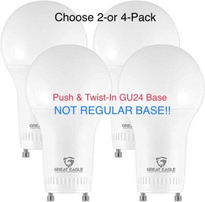 Great Eagle A19 GU24 LED Bulb Dimmable 100W Replacement, 3000K Soft White