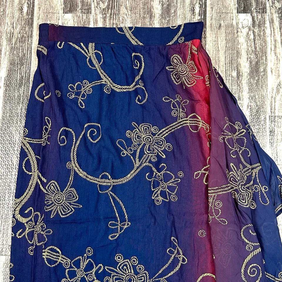 Saia CAROLE LITTLE Feminina tamanho 10 Ombre Envoltório Falso Elástico Cintura Puxador NOVO VINTAGE - Imagem 2 de 4