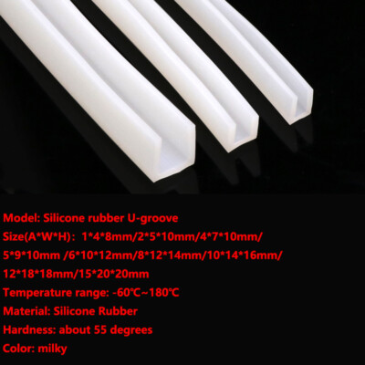 Silicone Rubber U-Channel Edging Trim - Multi Size, U-Shaped Seal