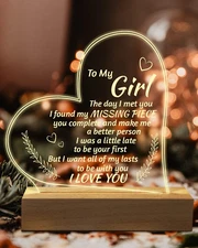 Romantic Gifts for Girlfriend, to My Girlfriend Engraved Night Light, I Love You