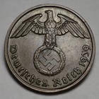 Germany 1939 G 2 Reichspfennig, Third Reich KM#90, AU Details Cleaned Die-Crack — photo 1