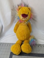 FAO Schwarz Lion Plush 18 Inch Rainbow Tinsel Mane Tail Stuffed Animal Toy