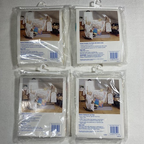 Vtg 80s Gerber Crib Set 24x38” Mini Crib Sheets Pillowcases New Old Stock - Picture 2 of 11