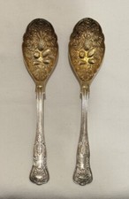 2 Sheffield English Kings Berry Sugar Spoon E...
