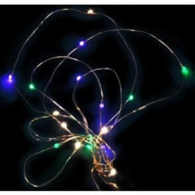 UNSPECIFIED Mardi GRAS LED Lights: fairy Purple Green Gold Ornament Halloween