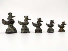 5 POIDS A PESER OPIUM BIRMAN ZOOMORPHE ANIMALIER OISEAU BRONZE