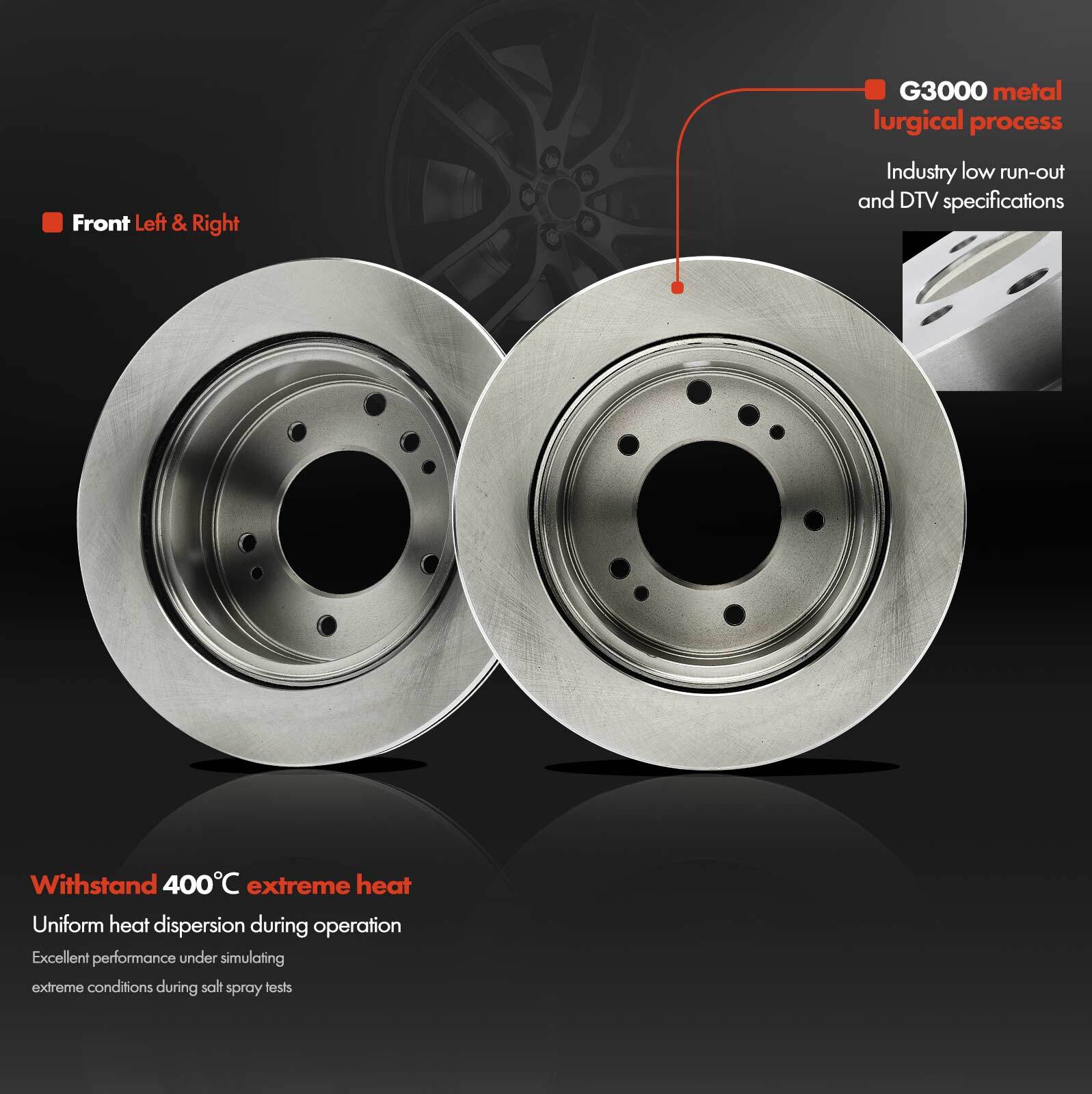 2Pcs New Rear Left & Right Disc Brake Rotors for Kia Sorento 2003 2004