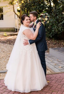 Cocomelody LD3932 Ivory Champagne Floral Tulle Lace A Line Wedding