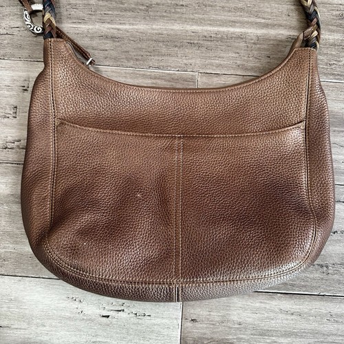 Brighton Barbados Leather Hobo Shoulder Bag Brown w/ Braided Strap Handbag - Picture 7 of 14