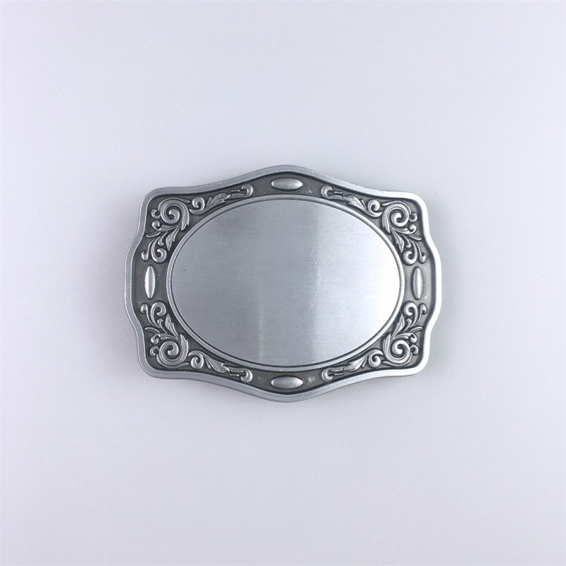 Antique Brushed Silver Western Flowers Trims Blank Belt Buckle