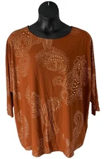 Susan Graver Foil-Printed Liquid Knit Tunic Spice