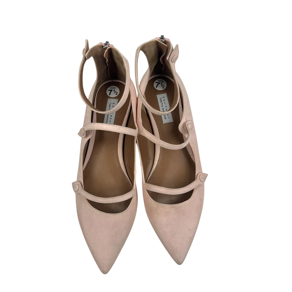 Equipment x Tabitha Simmons Lynette Flats Size 38 7.5 Baby Pink Suede Pointy Toe - Image 4 of 4